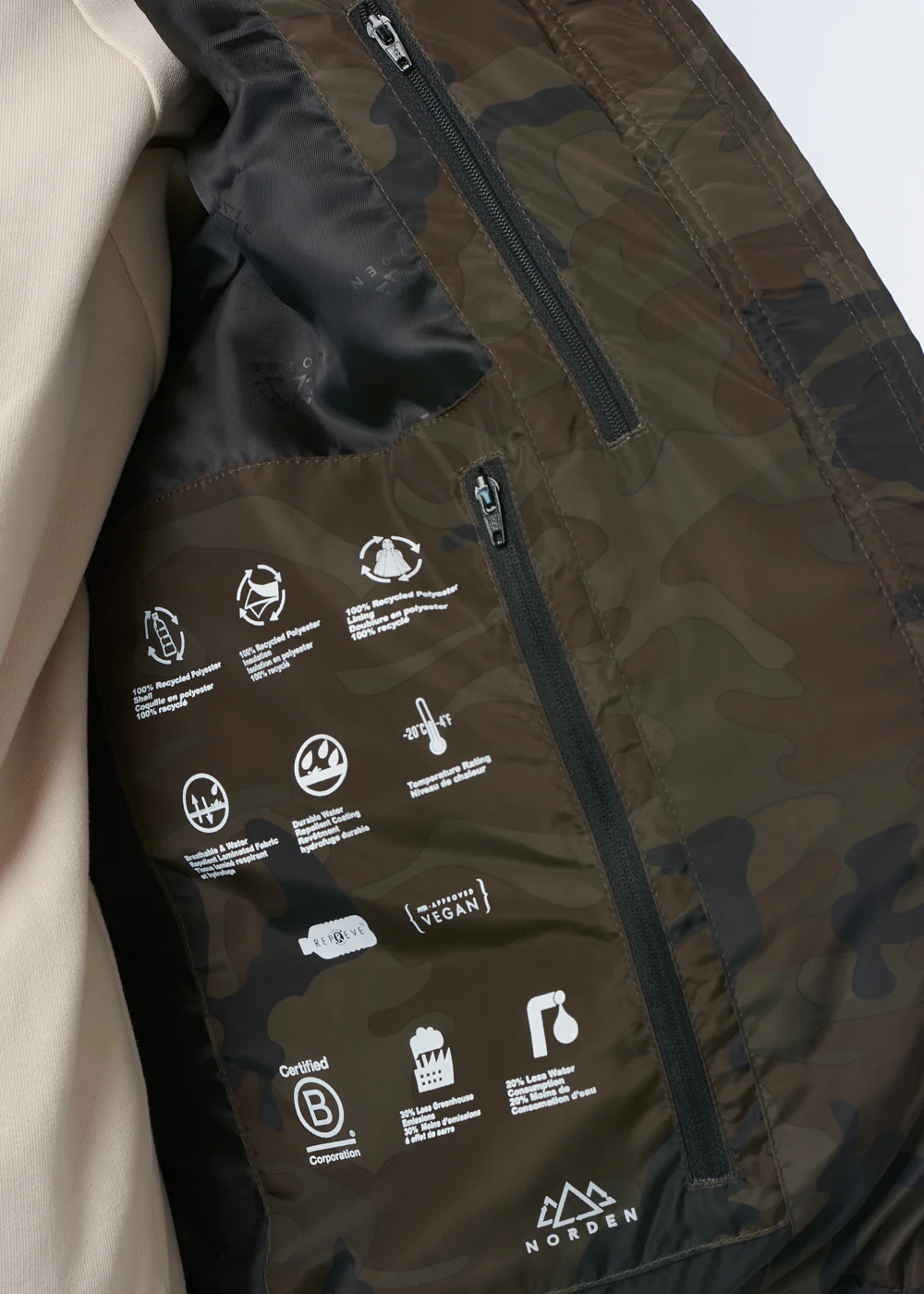 Kari Pongee Puffer - Camo Khaki - Image 5